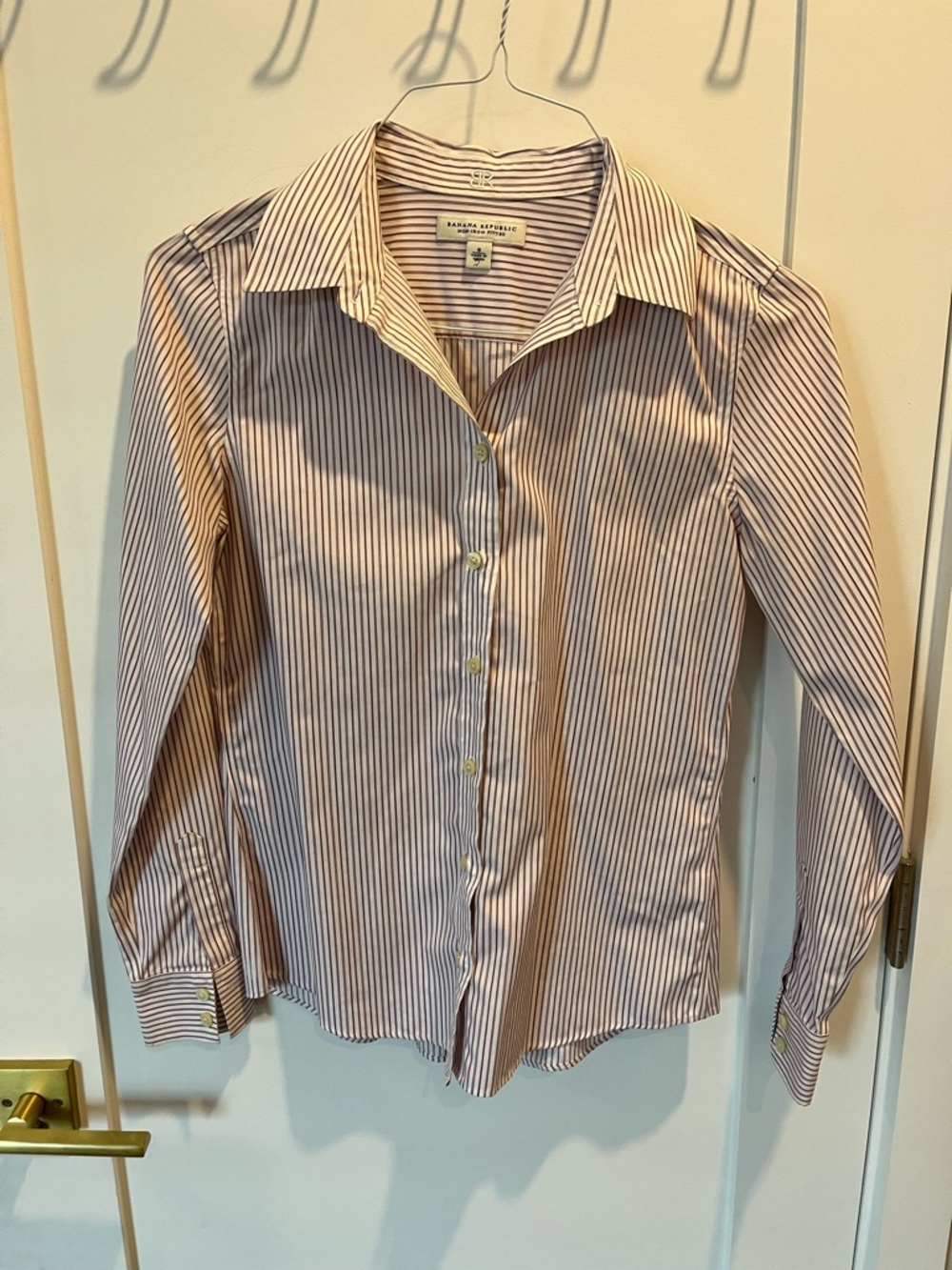 Banana Republic White Shirt with Burgundy Stripes